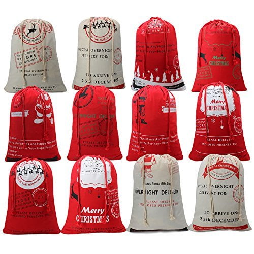 Hoople Christmas Santa Sack Reindeer Delivery Present Bags from North Pole Bags for Kids Large Christmas Decoration Stocking 2 Pack 